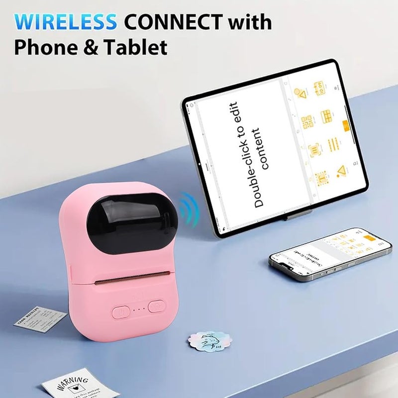 Pink Mini Pocket Thermal Label Printer Bluetooth App For Small Business Clothing Jewelry - Image 2